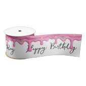 誕生日滴下ピンクアイシングと散水器 サテンリボン (リール)