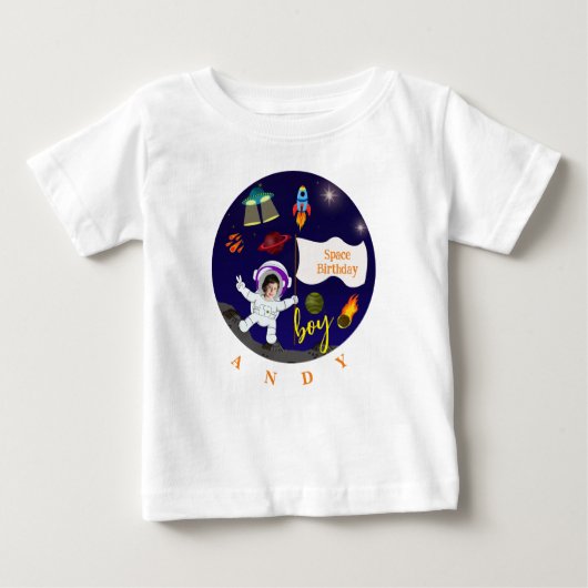 誕生日漫画宇宙テーマ ベビーTシャツ (正面)