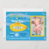 誕生日潜水艦スイミングパーティーフォト招待状 招待状 (正面)