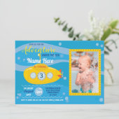 誕生日潜水艦スイミングパーティーフォト招待状 招待状 (スタンド正面)