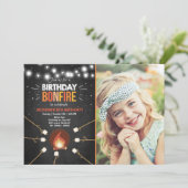 誕生日焚き火キャンプアウトパーティの招待状 招待状 (スタンド正面)