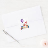 誕生日熊(バルーン付き) スクエアシール (封筒)