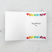 誕生日熱気球かわいい虹のハート猫 カード (内部)