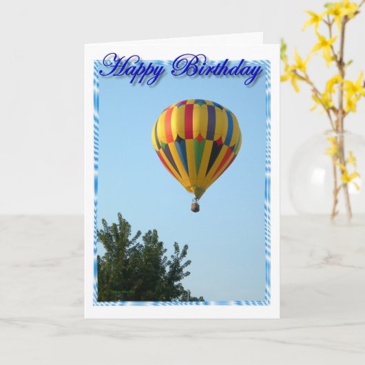 誕生日熱気球 カード (黄色い花)