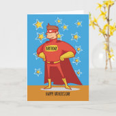 誕生日父の日，スーパーヒーロー カード (黄色い花)