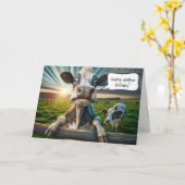 誕生日牛 カード (黄色い花)