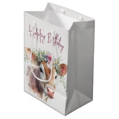 誕生日牛（花付き） ミディアムペーパーバッグ (正面アングル)