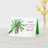 誕生日特産の熱帯カラフルオウム カード (黄色い花)