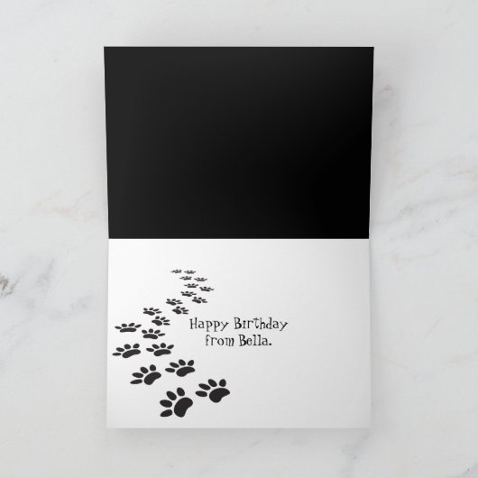 誕生日犬のユーモア カード (内部)