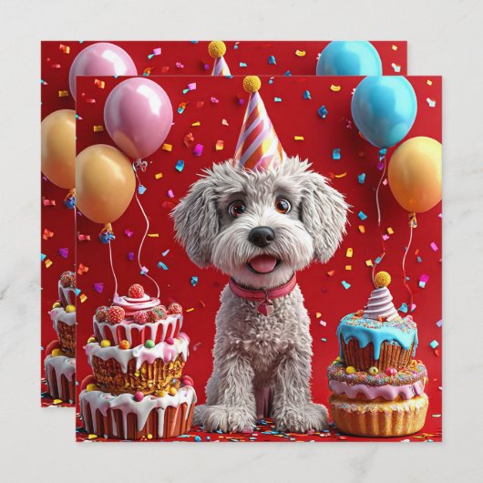 誕生日犬 招待状 (正面/裏面)