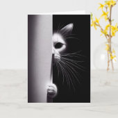 誕生日猫が影に隠れる カード (黄色い花)