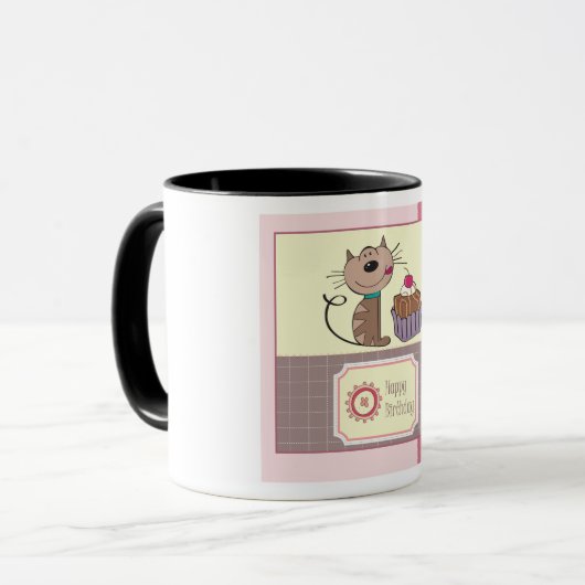 誕生日猫とケーキマグ マグカップ (正面左)