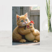 誕生日猫と鶏肉 カード (正面)