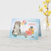 誕生日猫の眼鏡おもしろいプレゼント カード (黄色い花)