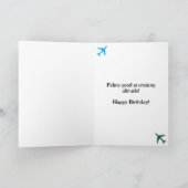 誕生日猫パイロット写真&航空機航空おもしろい機 カード (内部)