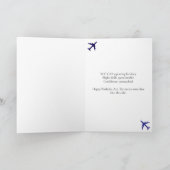 誕生日猫パイロット写真&航空機航空おもしろい機 カード (内部)