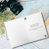 誕生日猫パイロット写真&航空機航空おもしろい機 カード