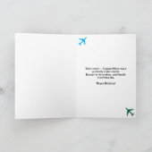 誕生日猫パイロット写真&航空機航空おもしろい機 カード (内部)