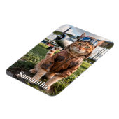 誕生日猫パイロット写真&航空機航空おもしろい機 マグネット (左側)