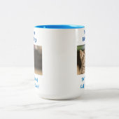 誕生日猫パパワールド最高のズイバーカワイペット写真 ツートーンマグカップ (中央)
