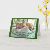 誕生日猫昼寝 カード (黄色い花)