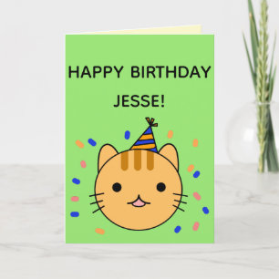 誕生日猫 オレンジキャットハッピーバースデー折り カード