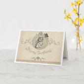 誕生日猫! カード (黄色い花)