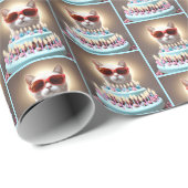 誕生日猫（ケーキとろうそく） ラッピングペーパー (ロールコーナー)