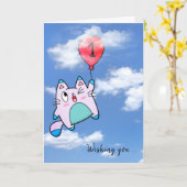 誕生日猫・バルーンカード カード (黄色い花)
