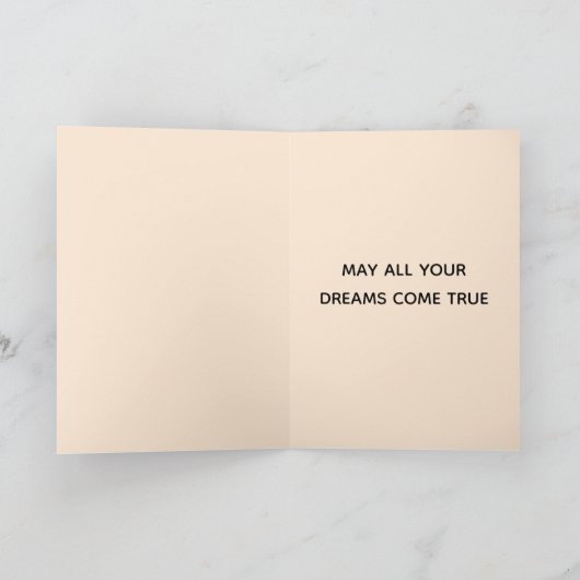 誕生日猫 |ベージュネコハッピーバースデー折り畳み カード (内部)