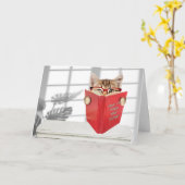 誕生日猫(眼鏡・赤本) カード (黄色い花)