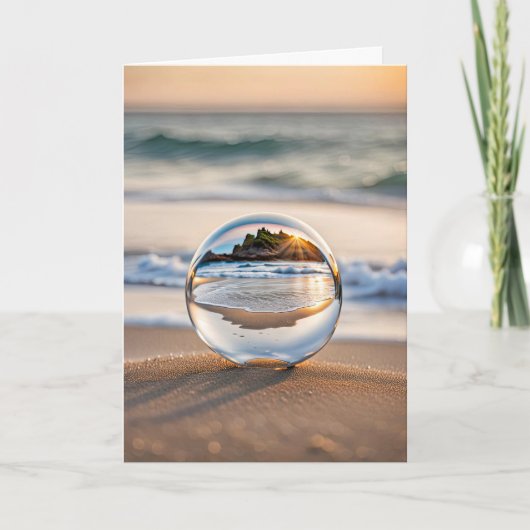 誕生日玉付きビーチ カード (正面)