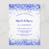 誕生日王室のブルーエレガントホワイト インビテーションポストカード (正面)