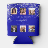 誕生日王室のブルーカスタムフォトコラージュの友達 缶クーラー (正面)