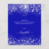 誕生日王室のブルーグリッターサンキューカード (裏面)