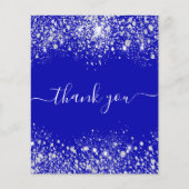 誕生日王室のブルーグリッターサンキューカード (正面)