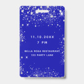 誕生日王室のブルーシルバーグリッターvip招待 バッジ (Back)