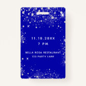 誕生日王室のブルーシルバーグリッターvip招待 バッジ (裏面)