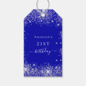 誕生日王室のブルー感謝してい銀黄 ギフトタグ (正面)