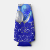 誕生日王室のブルー金ゴールドバルーン単行名 ボトルクーラー (正面)
