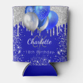 誕生日王室のブルー金ゴールドバルーン単行名 缶クーラー (正面)