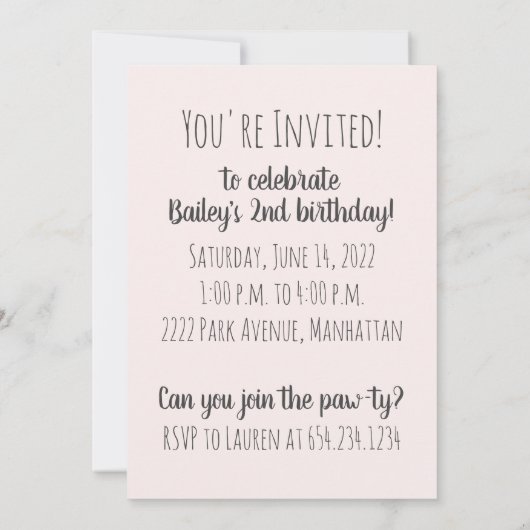 誕生日王室のロットワイラードッククイーンクラウン 招待状 (裏面)