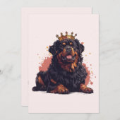誕生日王室のロットワイラードッククイーンクラウン 招待状 (正面/裏面)