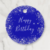 誕生日王室の青色銀グリッターダストモノグラム フェイバータグ (正面)