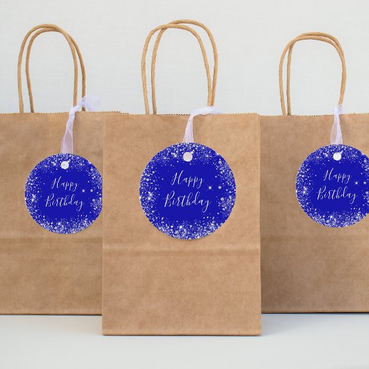 誕生日王室の青色銀グリッターダストモノグラム フェイバータグ