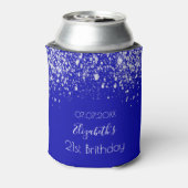 誕生日王室の青色銀グリッターダストモノグラム 缶クーラー (缶裏面)