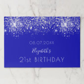 誕生日王室の青色銀グリッター紙ランチョンマット ペーパーパッド (正面)