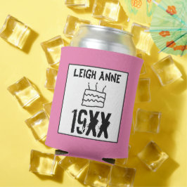 誕生日生まれの年カスタムをピンクに設定 缶クーラー