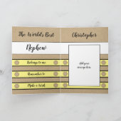 誕生日甥最高のの日は黄色い素朴な カード (内部)