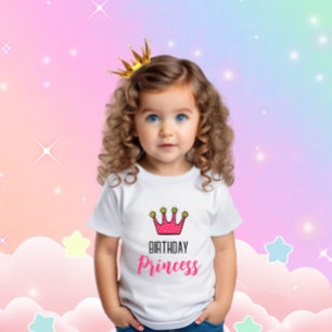 誕生日用のピンクの王冠 ベビーTシャツ